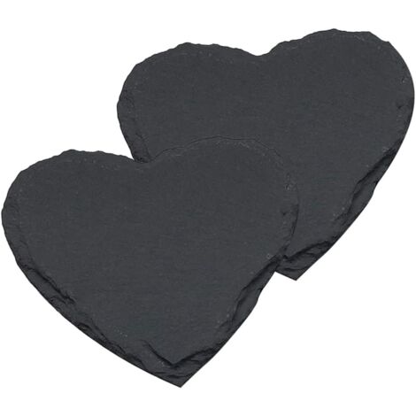 de 2 Assiettes en Ardoise Noire Forme C ur 20X20 CM Plateaux