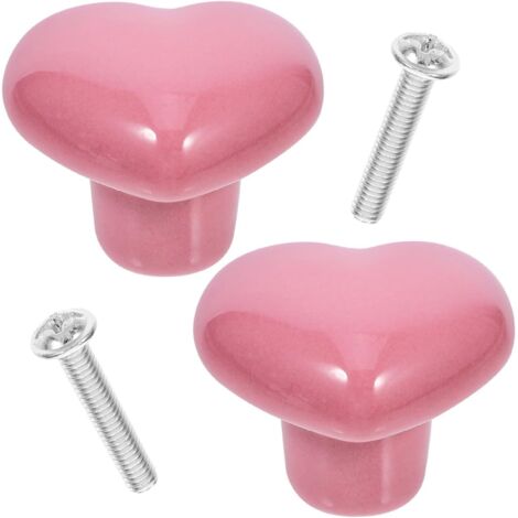 de 2 boutons de meuble en c ramique forme de c ur rose