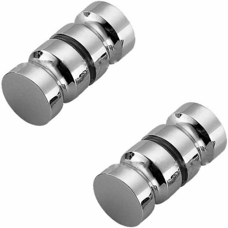 De 2 boutons de porte de douche ronds en acier inoxydable 304 Chromé poli, Ensoleillé