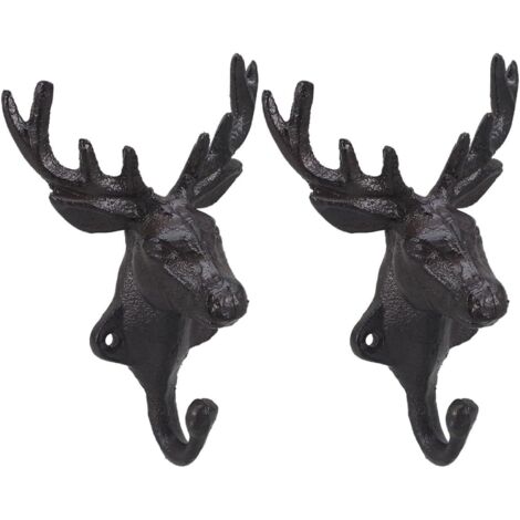 de 2 Crochets Muraux en Fonte Forme T te de Cerf R sistants