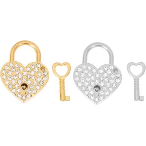 de 2 petits cadenas cl en forme de c ur orn s de pierres pr
