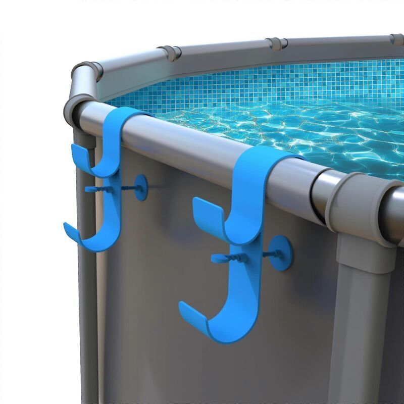 De 2 supports filet écumoire pour piscine, XU, Support poteau piscine accessoires crochets télescopiques réglables, KZQ - KZQ