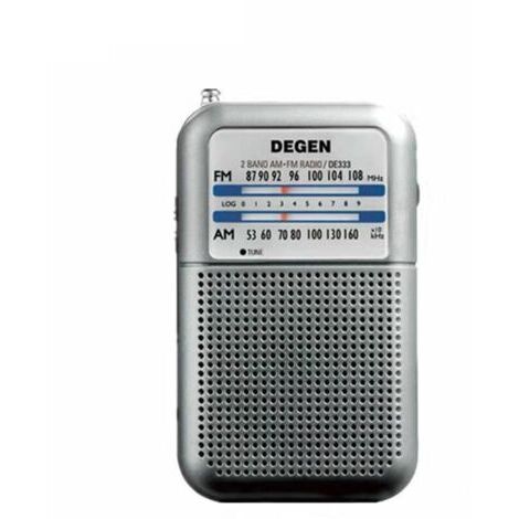 DE-333 Mini Radio Portable,Poste Radio Transistor avec Bouton FM et Indicateur de Signal, Pile Remplaçable (AAA)