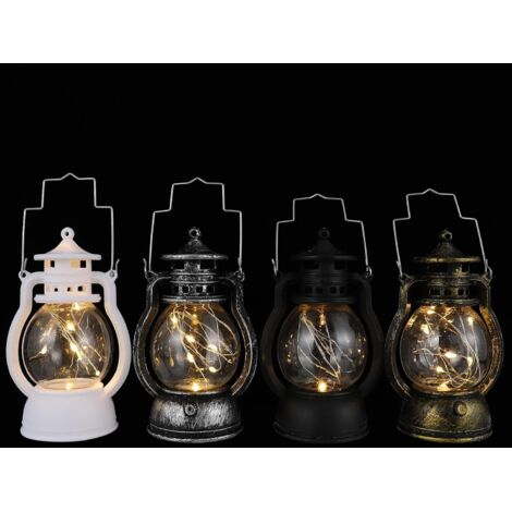 de 4 Lampes LED Vintage Portatives Style Lanterne à Pétrole