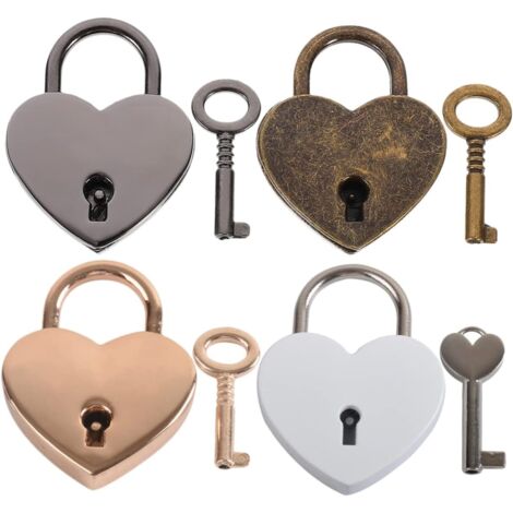 de 4 mini cadenas en m tal en forme de c ur avec cl pour
