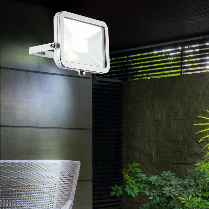 

Lámpara LED para exteriores, lámpara de pared, foco giratorio para jardín, lámpara de obra, aluminio plateado, vidrio, ajustable, 1x LED, An x Al