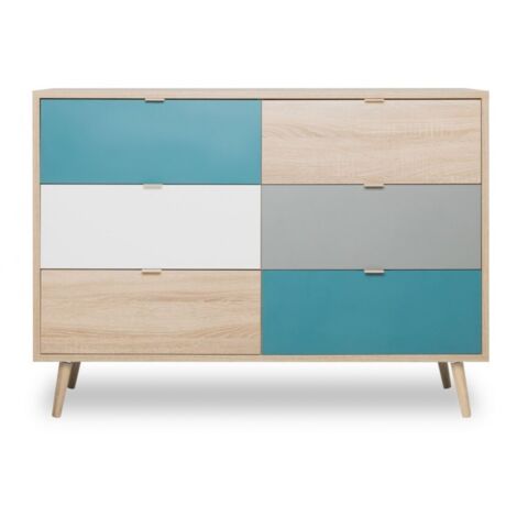 De buffet 120x40 cm multicolore avec six tiroirs - Fondi