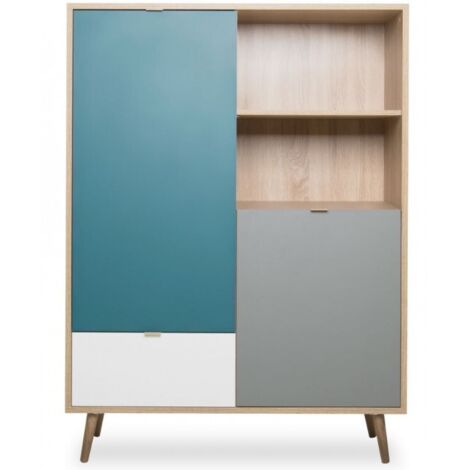 De buffet haute 139 cm multicolore avec deux portes et un tiroir - Fondi