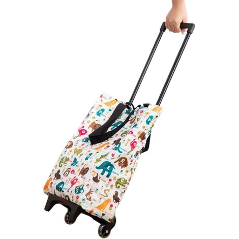 De Courses sur Roues Pliable Rutilisable avec Poigne Chariot