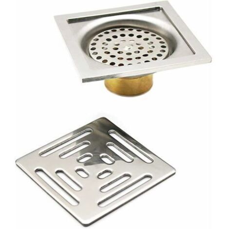 de Douche Carré Siphon De Sol Anti-Odeur,Acier Inoxydable Drain de Plancher avec Passoire Filtre,pour Salle De Bain Jardin(100100mm)