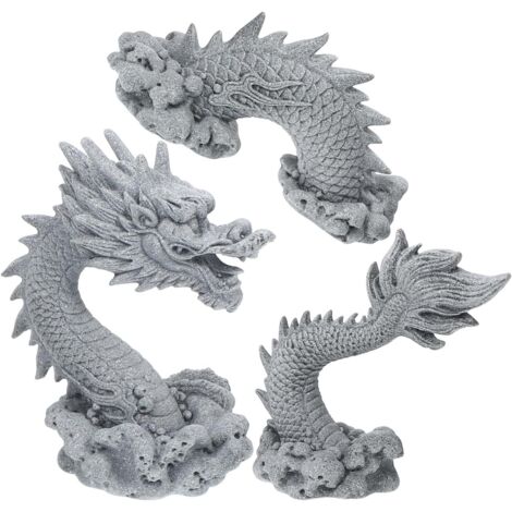 de Dragon Chinois en Gr s 3 Parties Petite Statue D corative