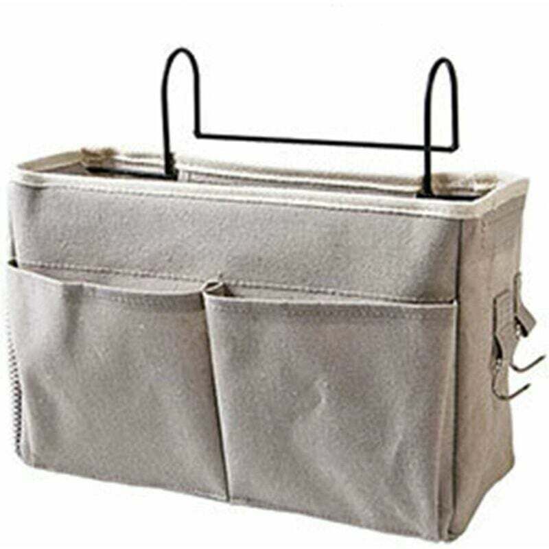 de Lit Chevet Suspendu Organisateur Etagere Lit en Toile Imperméable, Sac de Rangement Lit Chevet Suspendu pour Montre, Téléphone Portable, Lunettes,