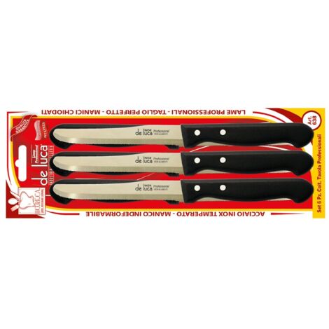 De Luca Set 6 Coltelli Da Tavola Seghettati  Lama Mm 110 Colore Bianco