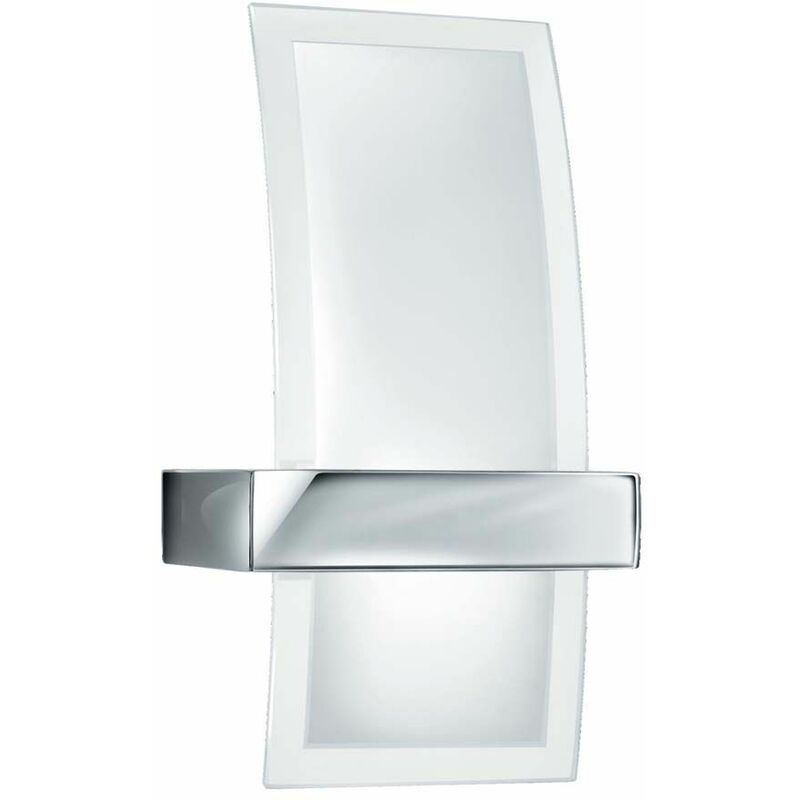 

Soporte de pared LED de 5W, vidrio curvo transparente / esmerilado, cromado 3000K 275 lúmenes plateados