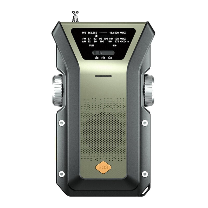 Radio solaire d'extérieur multifonctionnelle à manivelle rechargeable, portable, pour camping, randonnée, pêche, avec fonction lumière