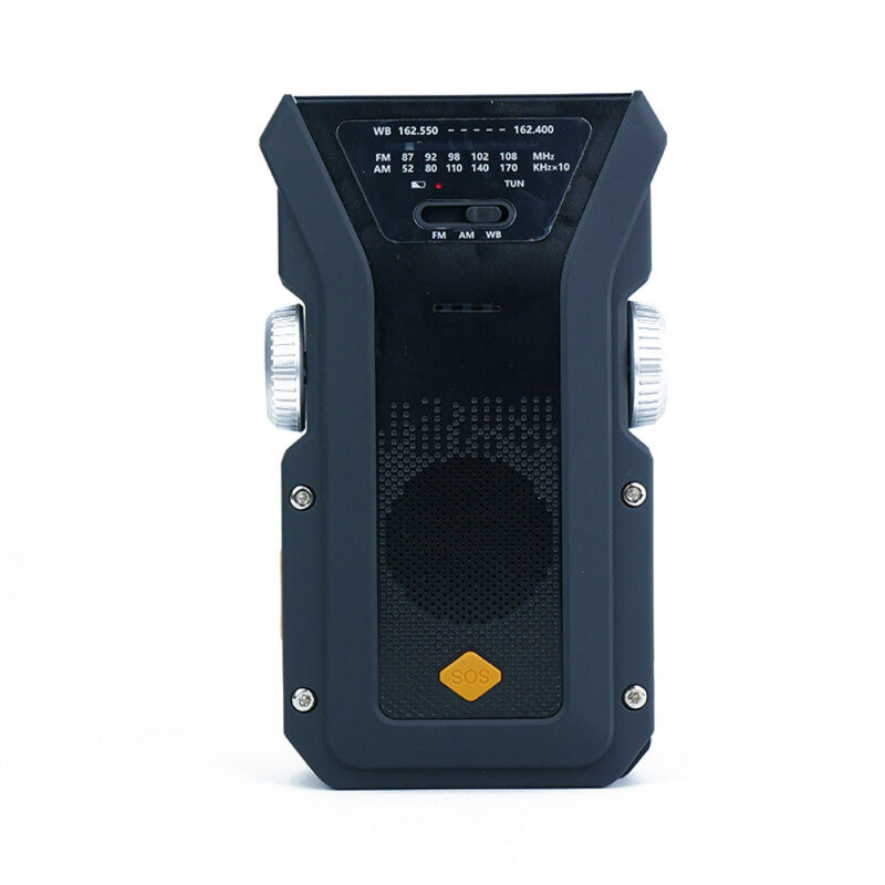 Radio solaire d'extérieur multifonctionnelle à manivelle rechargeable, portable, pour camping, randonnée, pêche, avec fonction lumière