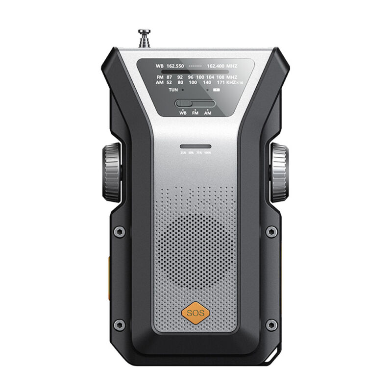 Radio solaire d'extérieur multifonctionnelle à manivelle rechargeable, portable, pour camping, randonnée, pêche, avec fonction lumière