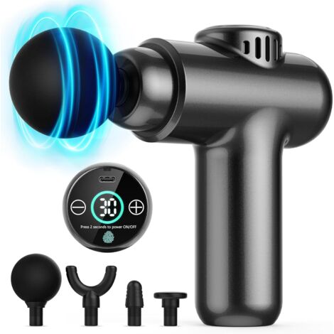 de Massage,  Mini Massage Gun, Pistolet de Massage Professionnel des Tissus Profonds, Masseur Portable, 30 Vitesses, écran Tactile LCD, pour Douleurs Musculaires et Raideurs