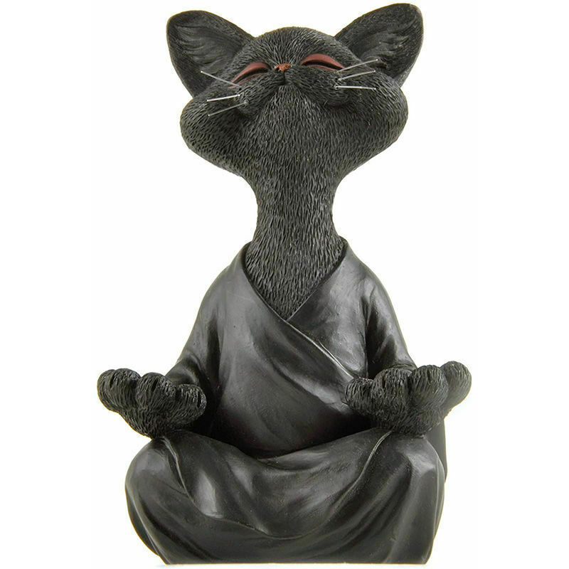 Fortuneville - de méditation Statue de Chat Zen Yoga Décoration Figure Résine Méditation Yoga Décor Feng Shui Ornement Sculpture Collection Artisanat