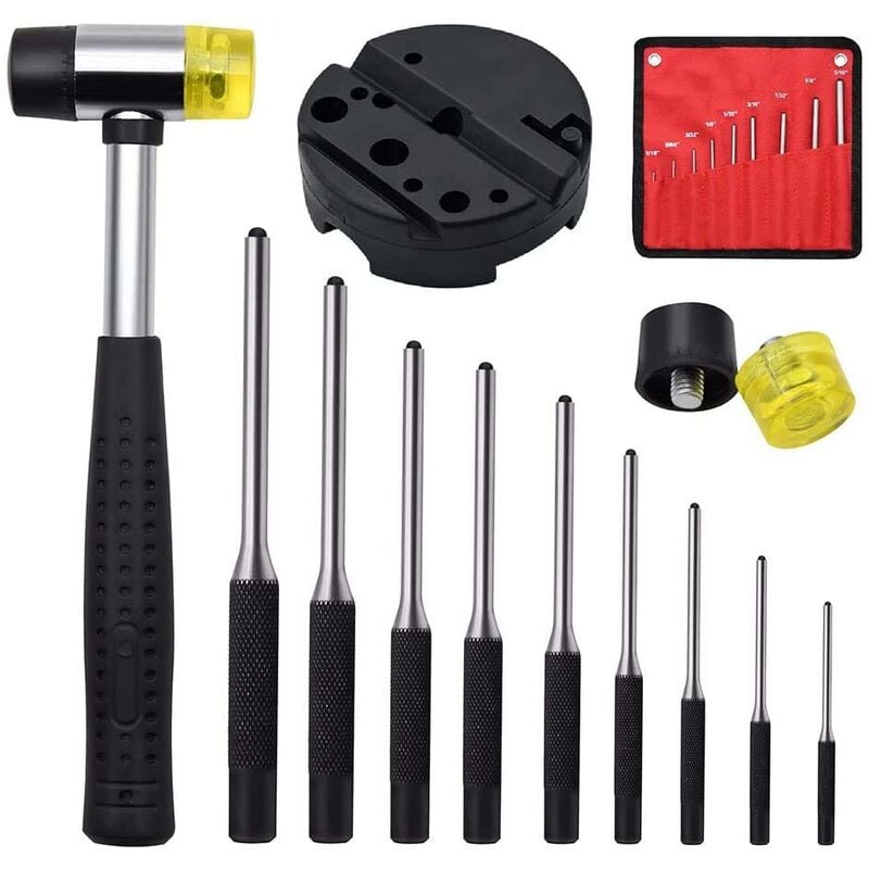 De PoinçOns à Goupilles Cylindriques avec Pochette de Rangement, Outils de RéParation pour Enlever Les PoinçOns de Forge, avec PoinçOns à Goupilles