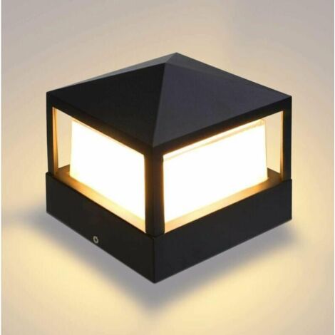 TREETALK de Poteau Lampe Pilier Portail Lampe D'extérieur lumière colonne lampe Villa IP65 étanche Aluminium jardin paysage pelouse porte clôture entrée lumièr, Blanc Chaud