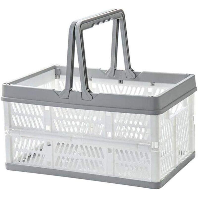 de rangement pliante en plastique avec poignée, adaptée au camping familial et au pique-nique-grey