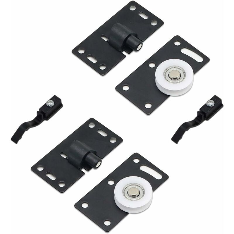 De Rouleau de Porte Coulissante , Roues de Rouleau de Meubles, Kits de Piste D'engrenage de Roues en Nylon Muets, pour Fenêtre de Placard Armoire