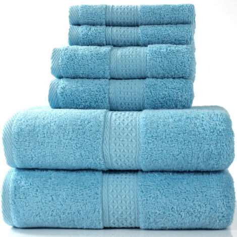 de serviettes de la collection Pearl - Ensemble de 6 pièces 100% coton 950g / m² Ensemble de serviettes, 2 serviettes de bain + 2 serviettes à main en bleu vif