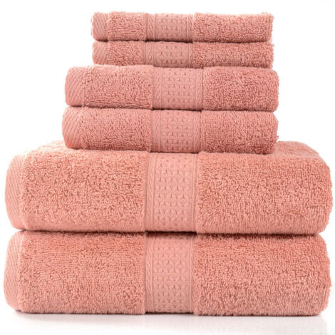 de serviettes de la collection Pearl - Ensemble de 6 pièces 100% coton 950g / m² Ensemble de serviettes, 2 serviettes de bain + 2 serviettes à main orange rouge