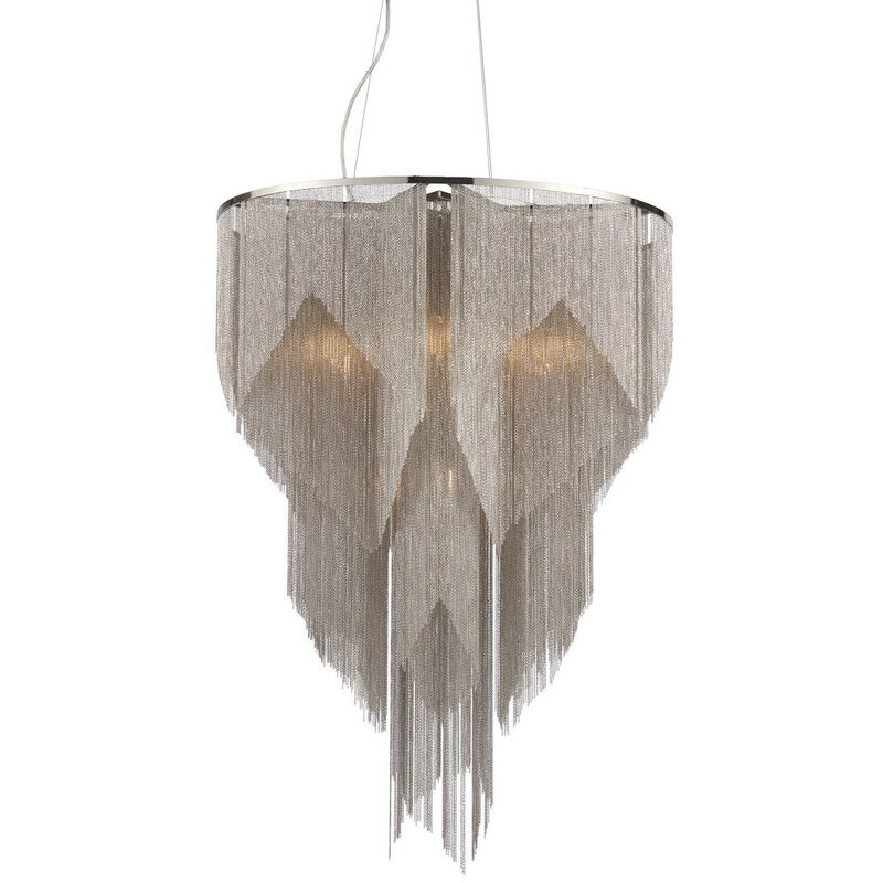 

Endon Lighting Loire - Colgante Chapado en Níquel Brillante y Cadena Efecto Plata 7 Luz Regulable IP20 - E14