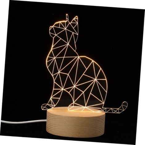 De Table 3d Led De Chat Veilleuse Petite Taille Alimentation
