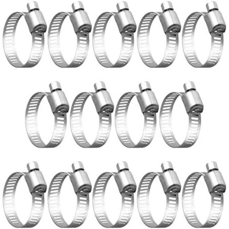 de tuyau Clips d'entraînement en acier inoxydable réglable vis sans fin Colliers serrage pour d'arrosage flexible Tube 14 Paquet (16-25mm) - 16-25mm