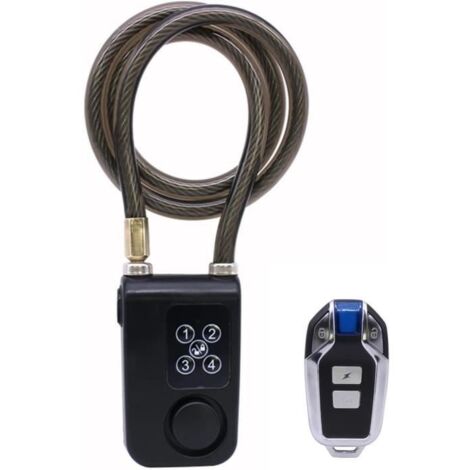 De Vélo avec Télécommande, Alarme De Vibration avec Longueur De Câble De 80 CM(Noir)