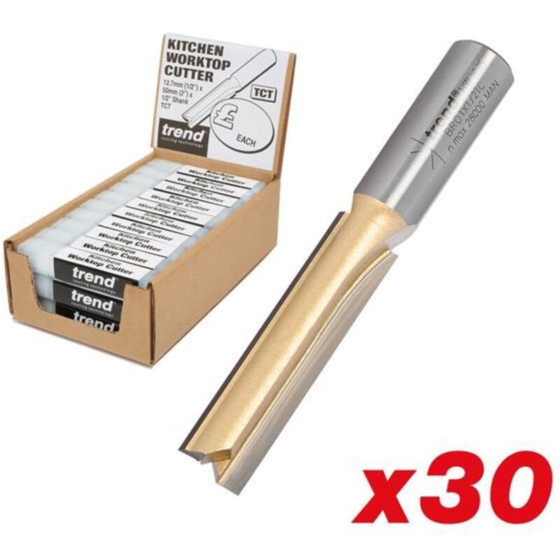 Trend - 1/2in 50mm Kitchen Worktop Cutter Display 30 Cutters BR01