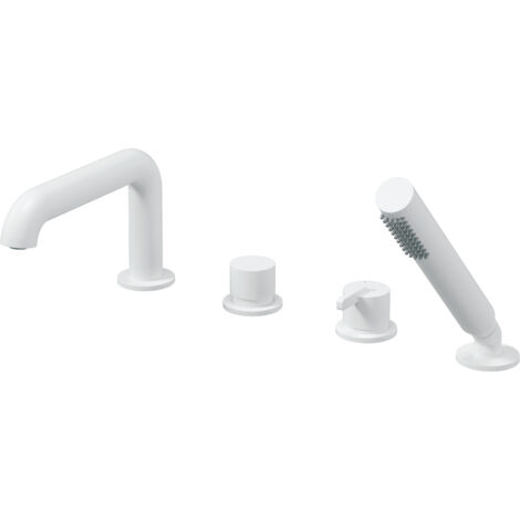 Deante  Robinet de baignoire 4 trous - Blanc mat - Design élégant - Anti-calcaire et aérateur flexible
