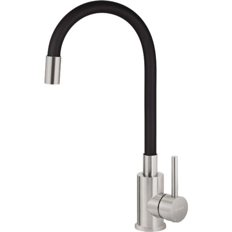 Deante  Robinet de cuisine Luno - Flexible - Acier inoxydable - Économiseur d'eau - Pratique et élégant