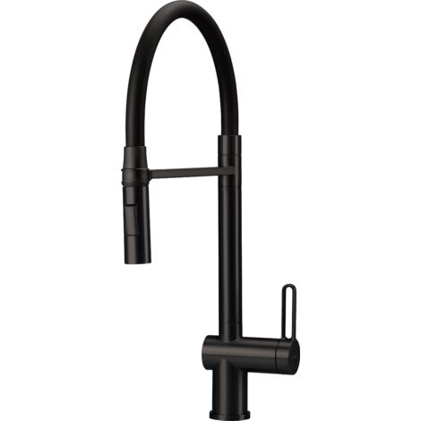 Deante  Robinet de cuisine - Modèle avec douchette flexible - Noir mat - Élégant et moderne