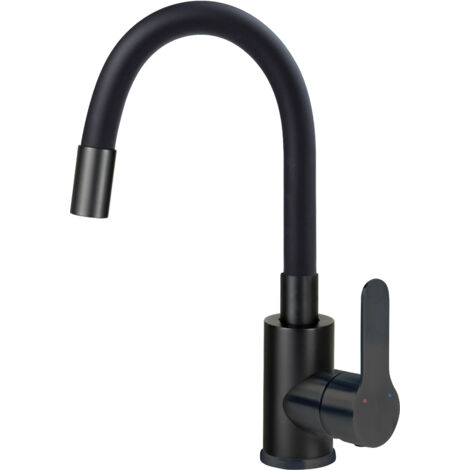 Deante Robinet de lavabo - Flexible Noir - Économie d'eau - Design moderne - Acier inoxydable