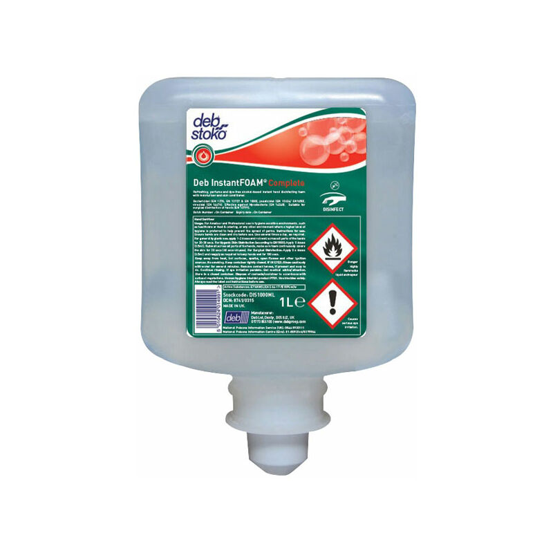 Stoko DIS1000ML InstantFOAM® Complete Alcohol-Based Hand Sanitiser 1L - DEB