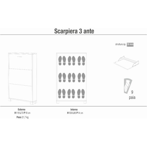 DEBBY - scarpiera a 3 ante