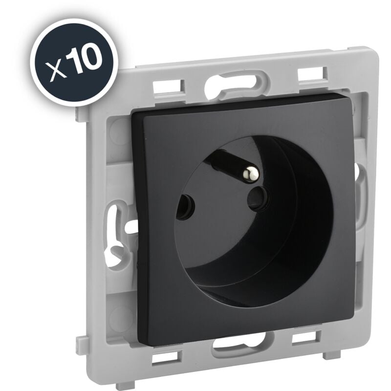 Debflex - caly mecanisme prise de courant 2P+T noir boite de 10 - 802211