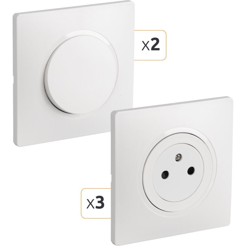 Debflex - casual evo lot complet 3 prise 2P+T affleurant + 2 va et vient blanc