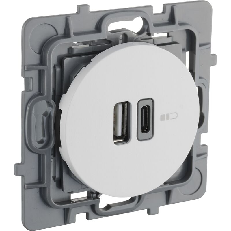 Debflex - casual evo mecanisme double usb a+c blanc