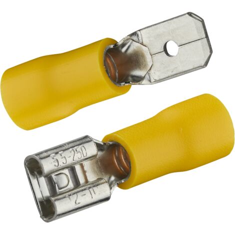 DEBFLEX - CLIPS MALE ET FEMELLE ISOLE 6.3X0.8 MM JAUNE SACHET DE 20 (10M+10F) - 711069