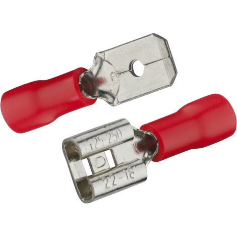 DEBFLEX - CLIPS MALE ET FEMELLE ISOLE 6.3X0.8 MM ROUGE SACHET DE 20 (10M+10F) - 711067