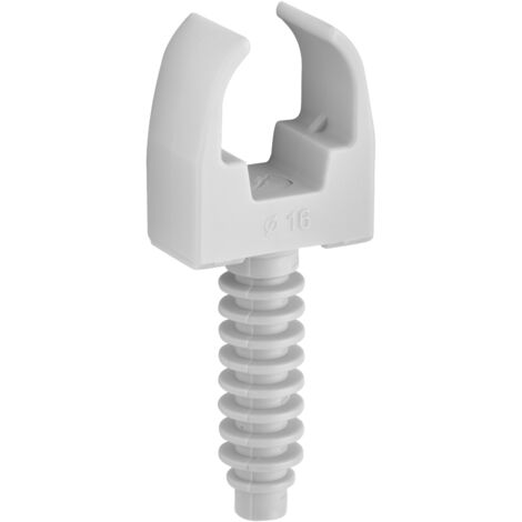 Debflex – Clips tube + cheville Ø 16 mm gris sachet de 100 – Pour fixation sur béton armé – Norme EN 61-386 – 709110