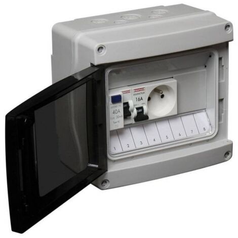 Coffret jardin étanche IP65 Inter-Diff + disjoncteur + prise