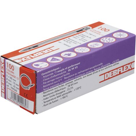 DEBFLEX - COLLIER AUTOBLOCANT 9X180 MM NOIR BOITE DE 100 - 709060