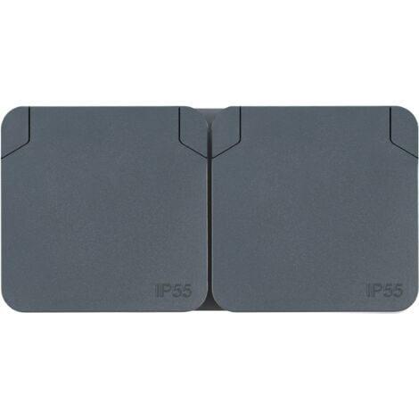 DEBFLEX - CYKLONE IP55 Prise 2P+T Double FR H Anthracite - 730421 - ORIGINE France