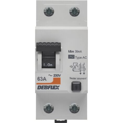 DEBFLEX - INTERRUPTEUR DIFFERENTIEL 2P 30MA 63A 2 MODULES TYPE AC - 707514